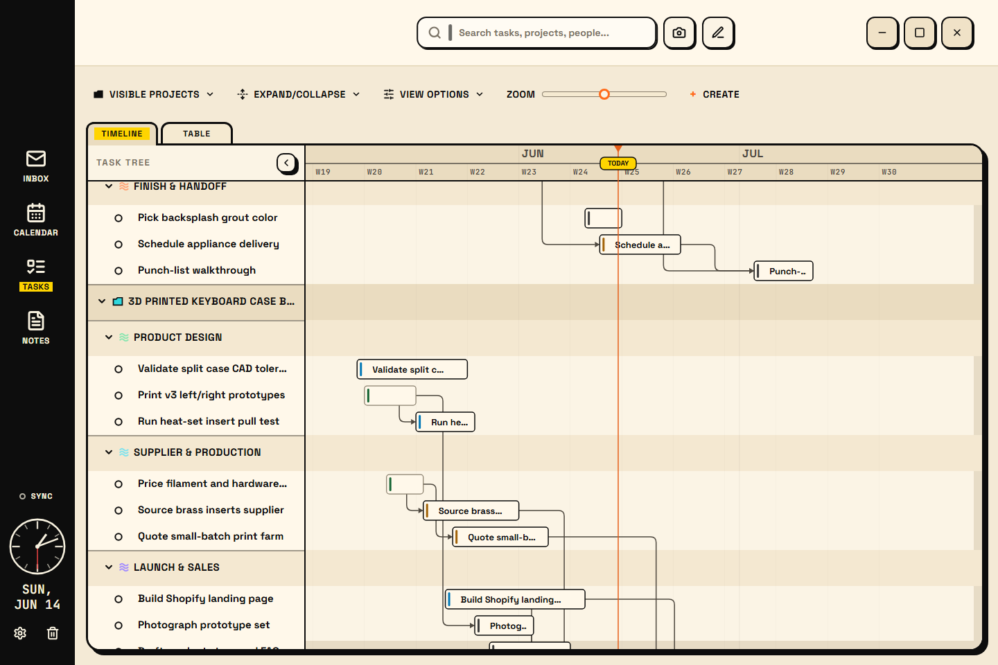 Taskmin light theme timeline screenshot